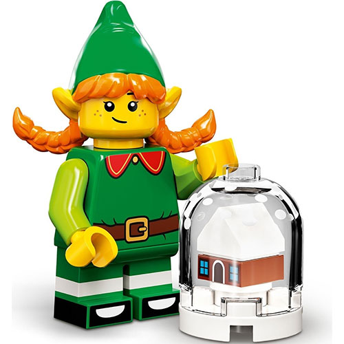 LEGO Minifigura Holiday Elf, Series 23 (Complete Set with Stand and Accessories) COL23-5