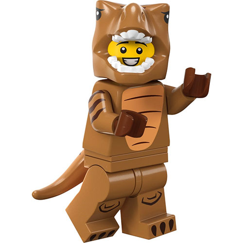 LEGO Minifigura T-Rex Costume Fan, Series 24 (Complete Set with Stand and Accessories) COL24-6