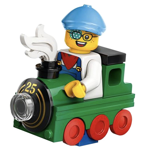 LEGO Minifigur Train Kid, Series 25 (Complete Set with Stand and Accessories) COL25-10