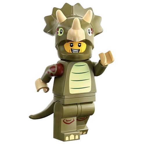 LEGO Minifigur Triceratops Costume Fan, Series 25 (Complete Set with Stand and Accessories) COL25-8