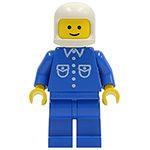 LEGO Minifigur Shirt with 6 Buttons - Blue, Blue Legs, White Classic Helmet BUT017