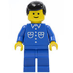 LEGO Minifigure Shirt with 6 Buttons - Blue, Blue Legs, Black Male Hair BUT019