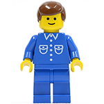 LEGO Minifigur Shirt with 6 Buttons - Blue, Blue Legs, Brown Male Hair BUT022