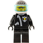 LEGO Minifigur Police - Zipper with Sheriff Star, White Helmet with Police Pattern, Trans-Light Blue Visor COP010