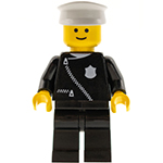 LEGO Minifigure Police - Zipper with Badge, Black Legs, White Hat COP013