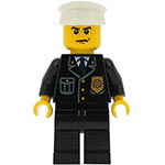 LEGO Minifigure Police - City Suit with Blue Tie and Badge, Black Legs, Scowl, White Hat CTY0008