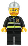 LEGO Minifigure Fire - Reflective Stripes, Black Legs, Silver Fire Helmet, Beard and Glasses (Hovercraft Pilot) CTY0087