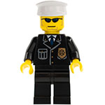 LEGO Minifigure Police - City Suit with Blue Tie and Badge, Black Legs, Sunglasses, White Hat CTY0094