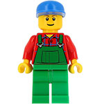 LEGO Minifigur Overalls Farmer Green, Blue Cap CTY0136
