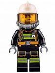 LEGO Minifigure Fire - Reflective Stripes with Utility Belt, White Fire Helmet, Breathing Neck Gear with Airtanks, Trans Black Visor, Beard Stubble CTY0628