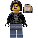 LEGO Minifigura Police - City Bandit Crook Female, Sand Blue Legs, Dark Brown Mid-Length Tousled Hair, Backpack CTY0642