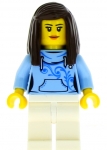 LEGO Minifigur Pizza Van Customer Female, Bright Light Blue Hoodie with Swirl Flower Pattern, Dark Brown Hair CTY0710