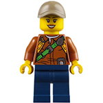 LEGO Minifigure City Jungle Explorer Female - Dark Orange Shirt with Green Strap, Dark Blue Legs, Dark Tan Cap with Hole, Black Eyebrows CTY0804