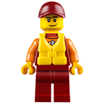 LEGO Minifigure Coast Guard City - Lifeguard, Dark Red Cap with Smirk and Life Jacket CTY0810