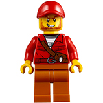 LEGO Minifigure Mountain Police - Crook Male with Red Fringed Shirt with Strap and Pouch, Red Cap CTY0831