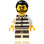 LEGO Minifigure Mountain Police - Jail Prisoner 50380 Prison Stripes, Black Hair, Beard CTY0871