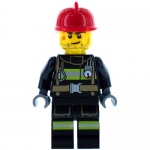 LEGO Minifigur Fire - Reflective Stripes, Stubble Beard, Red Helmet CTY0951