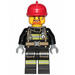 LEGO Minifigura Fire - Reflective Stripes with Utility Belt, Red Fire Helmet, Goatee CTY0965