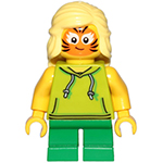 LEGO Minifigur Girl, Lime Hoodie, Green Short Legs, Orange Cat Face Paint CTY1014