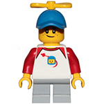 LEGO Minifigur Boy, Freckles, Classic Space Shirt with Red Sleeves, Light Bluish Gray Short Legs, Blue Cap with Tiny Yellow Propeller CTY1015