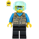 LEGO Minifigur Helicopter Pilot - Dark Tan Vest Over Dark Azure Shirt, White Helmet CTY1082