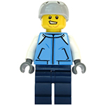 LEGO Minifigur Snowboarder - Male, Medium Blue Jacket, Light Bluish Gray Sports Helmet CTY1087