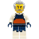 LEGO Minifigur Kendo Instructor - White Robe with Dark Blue and Dark Orange Bogu Armor, Light Bluish Gray Hair CTY1241