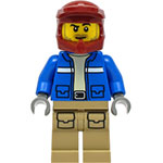LEGO Minifigur Wildlife Rescue Explorer - Male, Blue Jacket, Dark Red Helmet, Dark Tan Legs with Pockets, Beard CTY1294