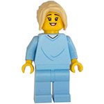 LEGO Minifigure Mother, Bright Light Blue Hospital Gown, Tan Hair CTY1347