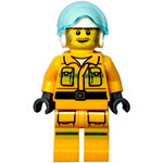 LEGO Minifigur Fire - Reflective Stripes, Bright Light Orange Suit, White Helmet, Dark Tan and Gray Beard CTY1369