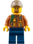 LEGO Minifigure City Jungle Explorer - Dark Orange Jacket with Pouches, Dark Blue Legs, Dark Tan Cap with Hole, Brown Moustache and Goatee CTY793