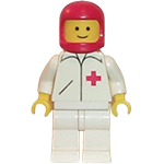 LEGO Minifigur Doctor - Straight Line, White Legs, Red Classic Helmet DOC011