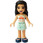 LEGO Minifigure Friends Emma, Light Aqua Skirt, White and Light Aqua Top with Coral Flamingo Birds FRND343