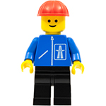 LEGO Minifigur Highway Pattern - Black Legs, Red Construction Helmet HGH010