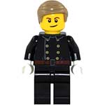 LEGO Minifigure Fire - Jacket with 8 Buttons, Dark Tan Smooth Hair HOL123