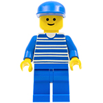 LEGO Minifigur Horizontal Lines Blue - Blue Arms - Blue Legs, Blue Cap HOR008