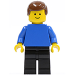 LEGO Minifigur Plain Blue Torso with Blue Arms, Black Legs, Brown Male Hair MMF005