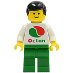 LEGO Minifigura Octan - White Logo, Green Legs, Black Male Hair OCT004