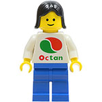 LEGO Minifigur Octan - White Logo, Blue Legs, Black Female Hair OCT010