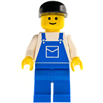 LEGO Minifigur Overalls Blue with Pocket, Blue Legs, Black Cap OVR022