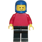 LEGO Minifigure Plain Red Torso with Red Arms, Black Legs, Blue Classic Helmet PLN025