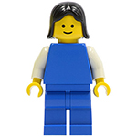 LEGO Minifigur Plain Blue Torso with White Arms, Blue Legs, Black Female Hair PLN075