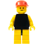 LEGO Minifigur Plain Black Torso with Yellow Arms, Yellow Legs, Red Cap PLN082