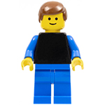 LEGO Minifigur Plain Black Torso with Blue Arms, Blue Legs, Brown Male Hair PLN087