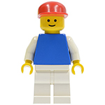 LEGO Minifigure Plain Blue Torso with White Arms, White Legs, Red Cap PLN148