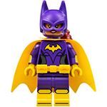 LEGO Minifigure Batgirl - Minifigure, Dark Purple Suit, Yellow Cape, Open Mouth Smile / Concerned SH0305