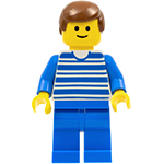 LEGO Horizontal Lines Blue - Blue Arms - Blue Legs, Brown Male Hair TRN039