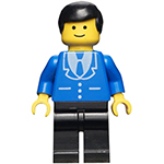 LEGO Minifigure Suit with 3 Buttons Blue - Black Legs, Black Male Hair TRN069