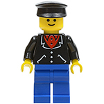 LEGO Minifigure Suit with 3 Buttons Black - Blue Legs, Black Hat TRN088