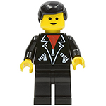 LEGO Minifigur Leather Jacket with Zippers - Black Legs, Black Male Hair TRN090